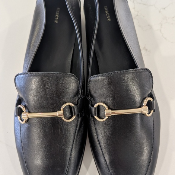 Anthropologie Maeve Horsebit Loafers Women 8 Black Leather Rounded Toe Brazil - Picture 10 of 11